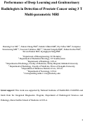 Cover page: Performance of Deep Learning and Genitourinary Radiologists in Detection of Prostate Cancer Using 3-T Multiparametric Magnetic Resonance Imaging