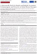 Cover page: A Microneedle Patch for Measles and Rubella Vaccination Is Immunogenic and Protective in Infant Rhesus Macaques.