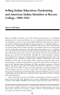 Cover page: Selling Indian Education: Fundraising and American Indian Identities at Bacone College, 1880-1941