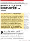 Cover page: Deficiencies In Care At Nursing Homes And Racial/Ethnic Disparities Across Homes Fell, 2006–11
