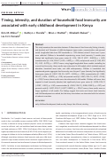 Cover page: Timing, intensity, and duration of household food insecurity are associated with early childhood development in Kenya