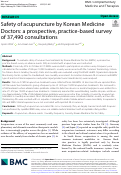 Cover page: Safety of acupuncture by Korean Medicine Doctors: a prospective, practice-based survey of 37,490 consultations