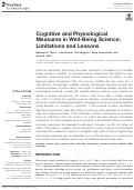 Cover page: Cognitive and Physiological Measures in Well-Being Science: Limitations and Lessons