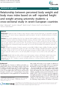 Cover page: Relationship between perceived body weight and body mass index based on self- reported height and weight among university students: a cross-sectional study in seven European countries