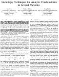 Cover page: Homotopy Techniques for Analytic Combinatorics in Several Variables