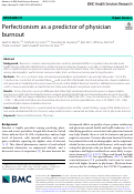 Cover page: Perfectionism as a predictor of physician burnout