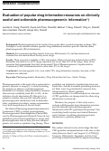 Cover page: Evaluation of popular drug information resources on clinically useful and actionable pharmacogenomic information.