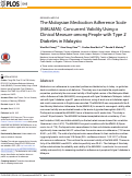 Cover page: The Malaysian Medication Adherence Scale (MALMAS): Concurrent Validity Using a Clinical Measure among People with Type 2 Diabetes in Malaysia.