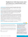 Cover page: Neighborhood Child Opportunity Index and Adolescent Cardiometabolic Risk.