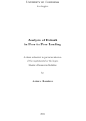 Cover page: Analysis of Default in Peer to Peer Lending