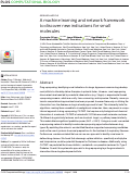 Cover page: A machine learning and network framework to discover new indications for small molecules