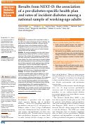 Cover page: Results from NEXT-D: the association of a pre-diabetes-specific health plan and rates of incident diabetes among a national sample of working-age adults