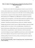 Cover page: Effect of analysts’ earnings pressure on marketing spending and stock market performance