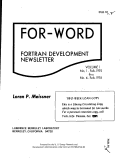 Cover page: FOR-WORD FORTRAN DEVELOPMENT NEWSLETTER