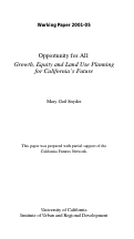 Cover page: Opportunity for All: Growth, Equity, and Land Use Planning for California's Future
