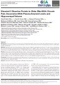 Cover page: Elevated C-Reactive Protein in Older Men With Chronic Pain: Association With Plasma Amyloid Levels and Hippocampal Volume