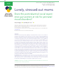 Cover page: Lonely, stressed-out moms: Does the postindustrial social experience put women at risk for perinatal mood disorders?