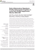Cover page: Early Inflammatory Signatures Predict Subsequent Cognition in Long-Term Virally Suppressed Women With HIV