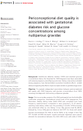 Cover page: Periconceptional diet quality is associated with gestational diabetes risk and glucose concentrations among nulliparous gravidas