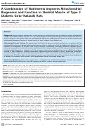 Cover page: A Combination of Nutriments Improves Mitochondrial Biogenesis and Function in Skeletal Muscle of Type 2 Diabetic Goto-Kakizaki Rats