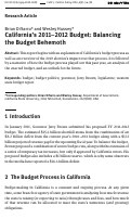 Cover page: California’s 2011–2012 Budget: Balancing the Budget Behemoth