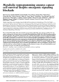 Cover page: Metabolic reprogramming ensures cancer cell survival despite oncogenic signaling blockade