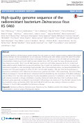 Cover page: High-quality genome sequence of the radioresistant bacterium Deinococcus ficus KS 0460