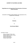 Cover page: Single Molecular and Computational Characterizations of Functional Protein Interactions