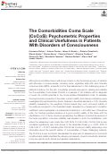 Cover page: The Comorbidities Coma Scale (CoCoS): Psychometric Properties and Clinical Usefulness in Patients With Disorders of Consciousness.