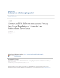 Cover page of German and U.S. Telecommunications Privacy Law: Legal Regulation of Domestic Law Enforcement Surveillance