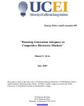 Cover page: Ensuring Generation Adequacy in Competitive Electricity Markets