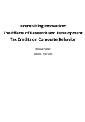 Cover page: Incentivizing Innovation:The Effects of Research and DevelopmentTax Credits on Corporate Behavior