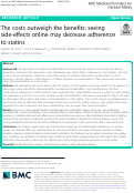 Cover page: The costs outweigh the benefits: seeing side-effects online may decrease adherence to statins