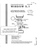 Cover page: PROGRAM DESCRIPTION AND TUTORIAL WINDOW 3.1. A PC PROGRAM FOR ANALYZING WINDOW THERMAL PERFORMANCE