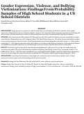 Cover page: Gender Expression, Violence, and Bullying Victimization: Findings From Probability Samples of High School Students in 4 US School Districts