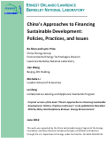 Cover page: China's Approaches to Financing Sustainable Development: Policies, Practices, and Issues
