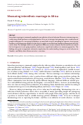 Cover page of Measuring interethnic marriage in Africa