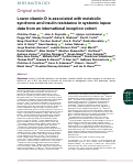 Cover page: Lower vitamin D is associated with metabolic syndrome and insulin resistance in systemic lupus: data from an international inception cohort.