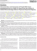 Cover page: Characteristics and Outcomes of People With Gout Hospitalized Due to COVID‐19: Data From the COVID‐19 Global Rheumatology Alliance Physician‐Reported Registry