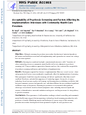 Cover page: Acceptability of Psychosis Screening and Factors Affecting Its Implementation: Interviews With Community Health Care Providers