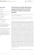 Cover page: Land tenure security and luxury support plant species and trait diversity in urban community gardens