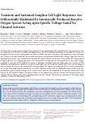 Cover page: Transient and Sustained Ganglion Cell Light Responses Are Differentially Modulated by Intrinsically Produced Reactive Oxygen Species Acting upon Specific Voltage-Gated Na+ Channel Isoforms.