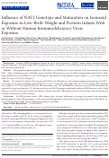 Cover page: Influence of NAT2 Genotype and Maturation on Isoniazid Exposure in Low-Birth-Weight and Preterm Infants With or Without Human Immunodeficiency Virus (HIV) Exposure.