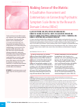 Cover page: Making Sense of the Matrix: A Qualitative Assessment and Commentary on Connecting Psychiatric Symptom Scale Items to the Research Domain Criteria (RDoC).