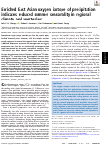 Cover page: Enriched East Asian oxygen isotope of precipitation indicates reduced summer seasonality in regional climate and westerlies.