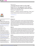 Cover page: “Chasing the pain relief, not the high”: Experiences managing pain after opioid reductions among patients with HIV and a history of substance use