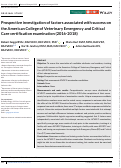 Cover page: Prospective investigation of factors associated with success on the American College of Veterinary Emergency and Critical Care certification examination (2016‐2018)
