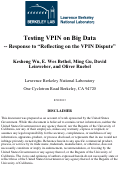 Cover page: Testing Vpin on Big Data Response to Reflecting on the Vpin Dispute