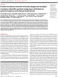 Cover page: Patient similarity network of newly diagnosed multiple myeloma identifies patient subgroups with distinct genetic features and clinical implications.