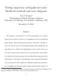 Cover page: Testing long-term earthquake forecasts: likelihood methods and error diagrams